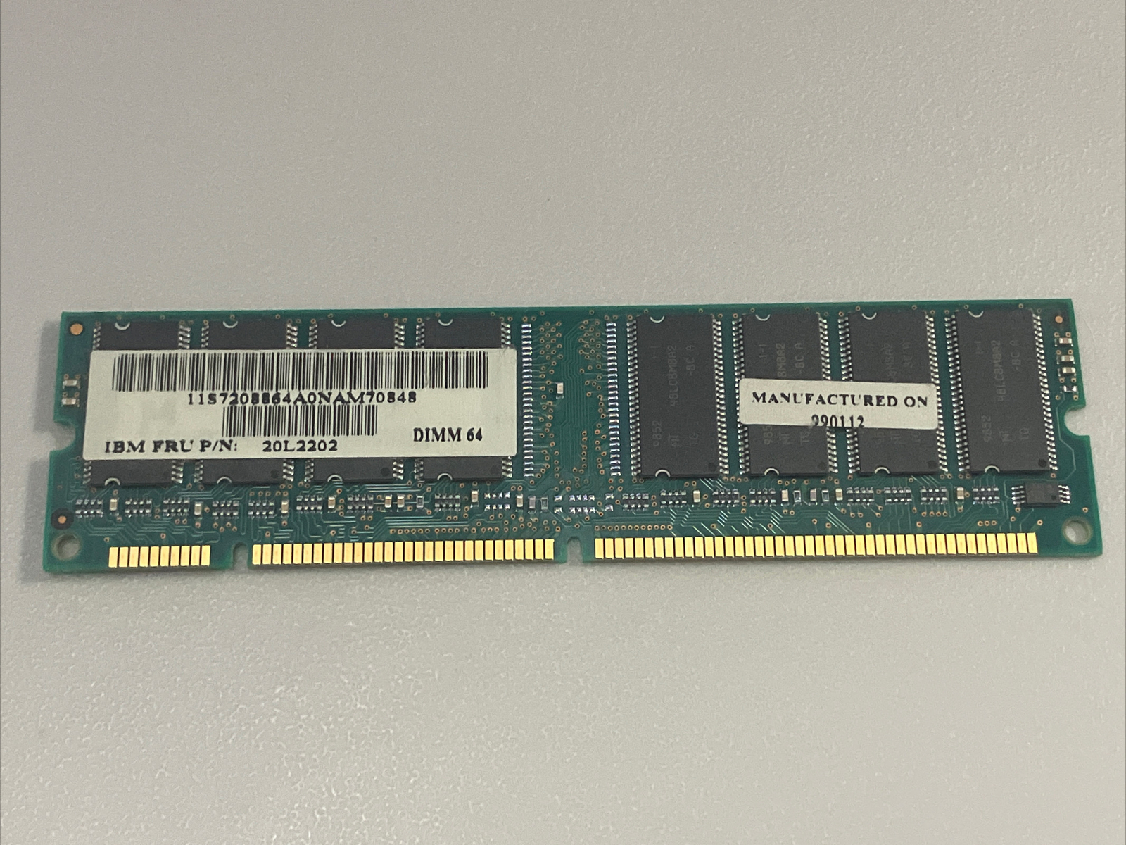 IBM 20L2202 64MB PC100 168 PIN DIMM MEMORY MODULE MICRON