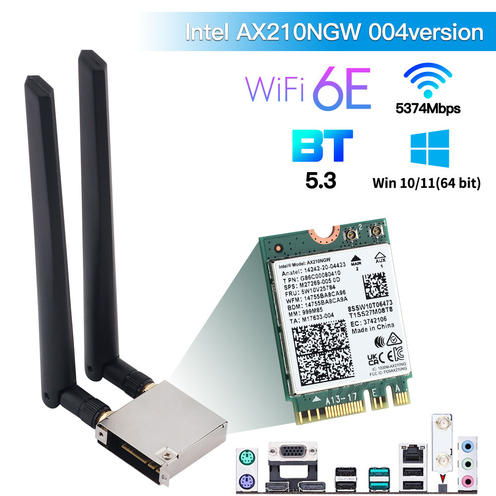 ASUS WIFI GO M.2 Card Wireless WiFi 6E for Intel AX210 Network Bluetooth PC Card