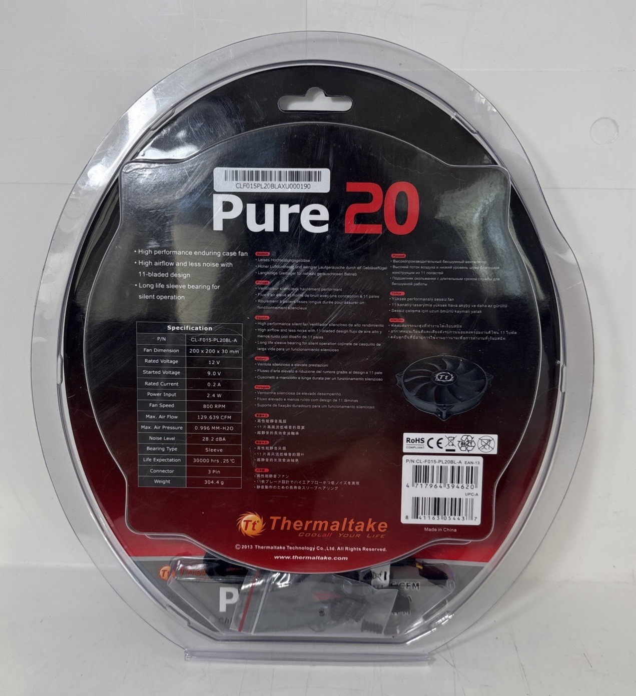 NEW Thermaltake Pure 20 Computer Case Fan CL-F015-PL20BL-A – $5 SHIPPING
