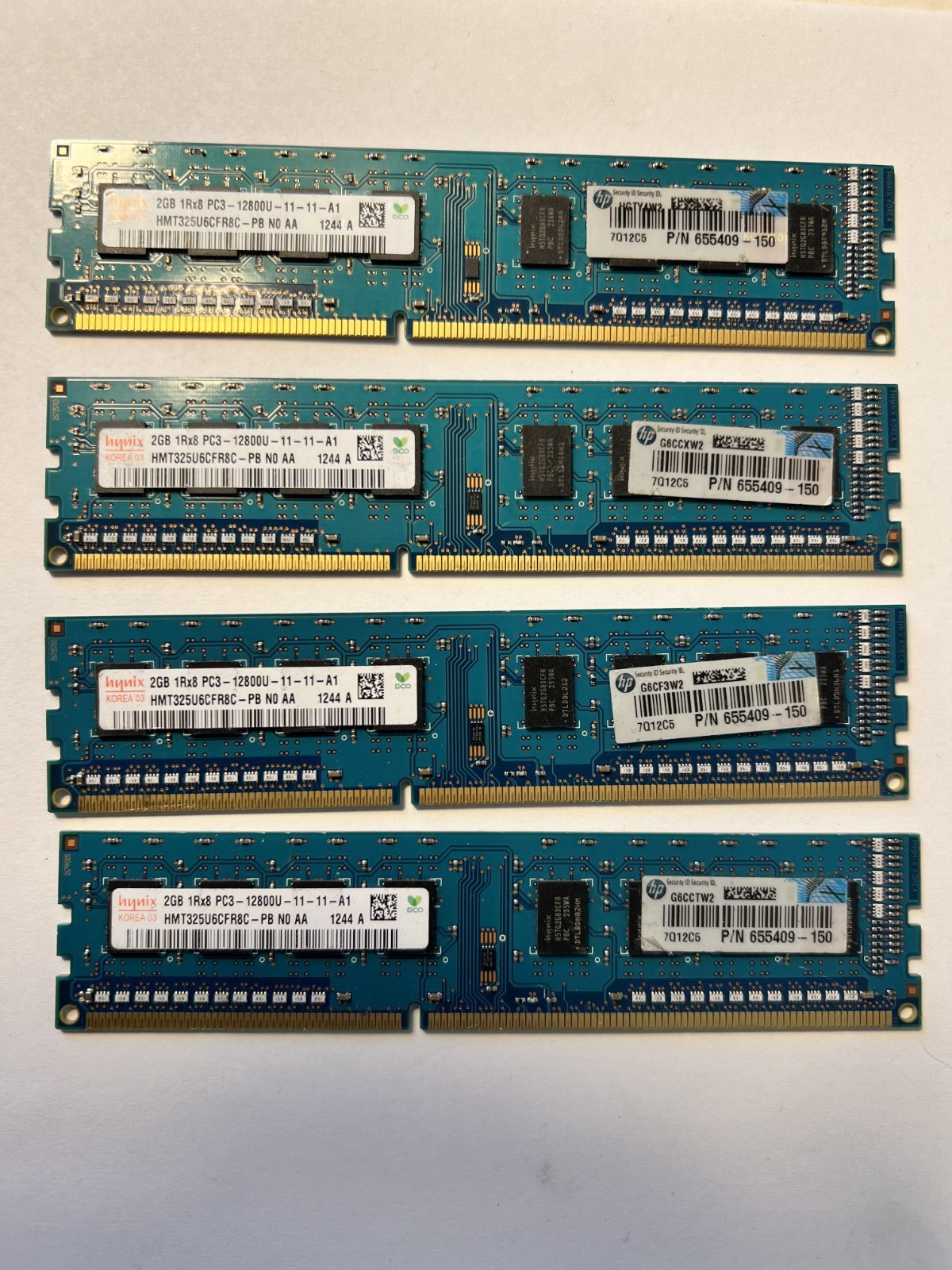 Hynix 8GB (4x2GB) 1Rx8 PC3-12800U DDR3 RAM Kit Memory HMT325U6CFR8C-PB Lot of 4