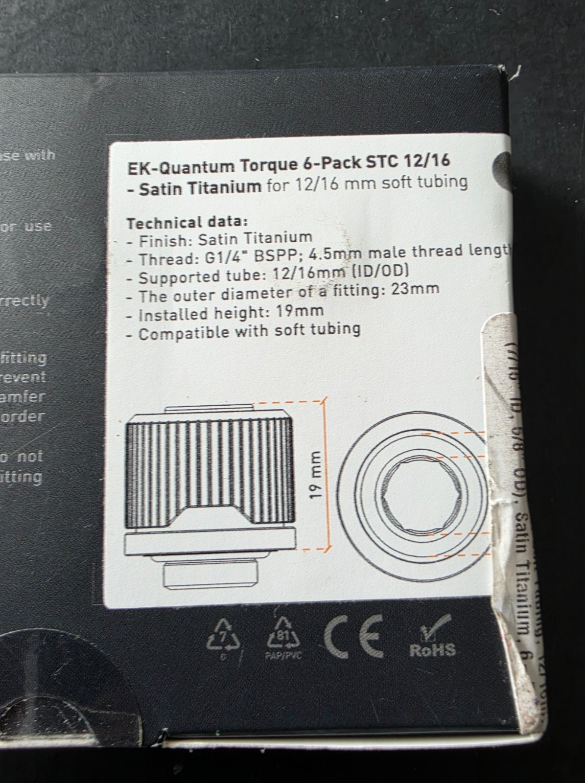 EKWB EK-Quantum Torque STC-12/16 Compression Fitting for Soft Tubing, 12/16mm…