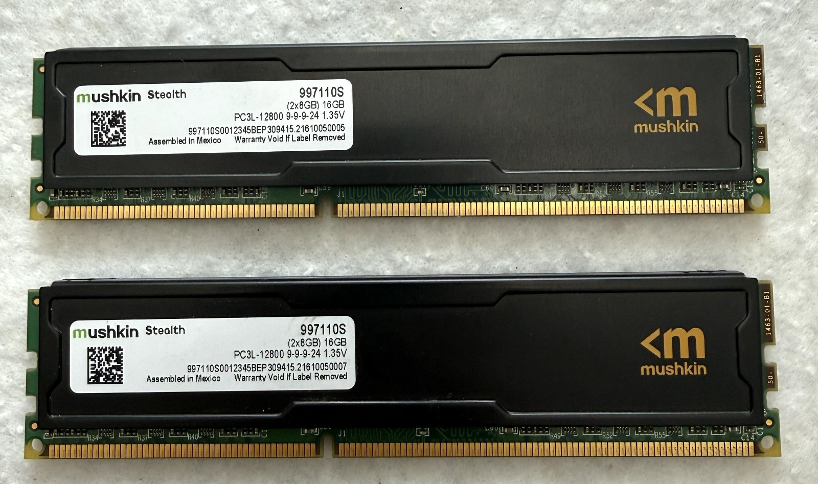 2 -MUSHKIN STEALTH 997110S 16GB (2X8GB) Each DDR3-1600MHz PC3-12800 1.35V UDIMM