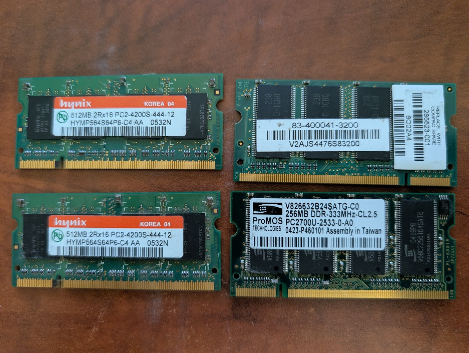 Laptop Memory RAM 2 pair 4 total 3 manufacturers see images for complete info