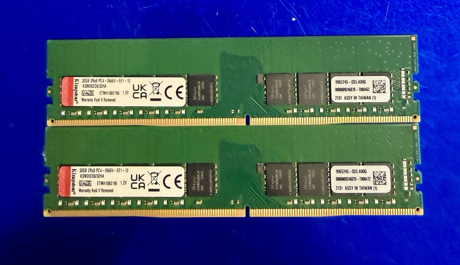 {2x} Kingston 32GB 2Rx8 PC4-2666V DDR4 ECC UDIMM Server Memory KSM26ED8/32HA