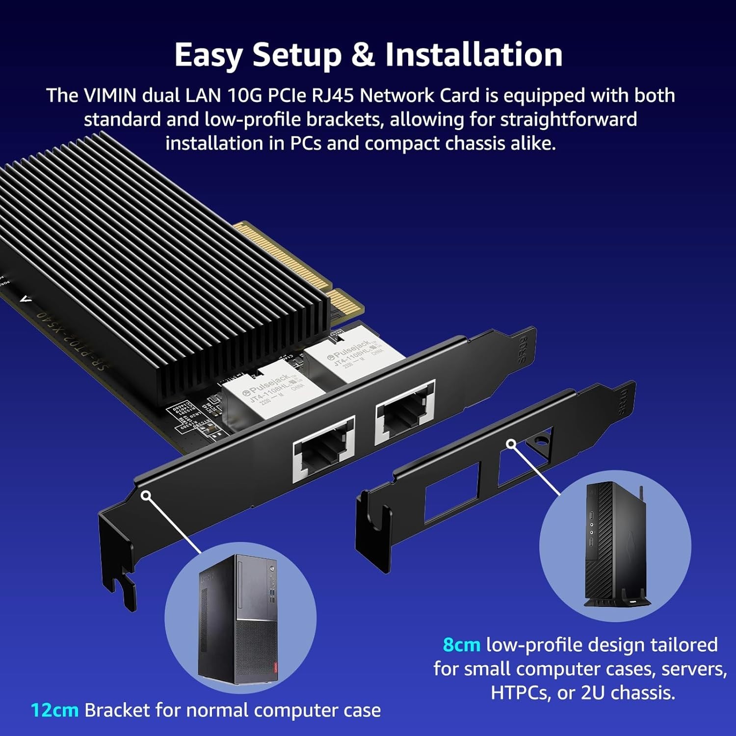 Dual 10Gbps RJ45 Ethernet Adapter Card – Intel X540-T2 for PCI Express X8/X16