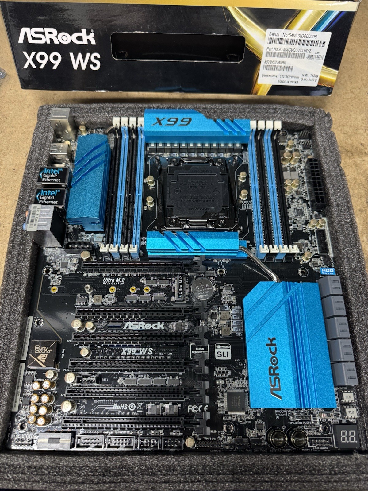 ASRock X99 WS LGA 2011-3 X99 DDR4 10XSATA3 USB3.1 EATX Mobo Brand New US Seller