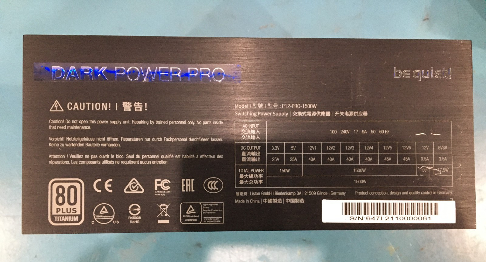 Used be quiet! DARK POWER PRO 12 1500W 80 Plus Titanium ATX Power Supply, read