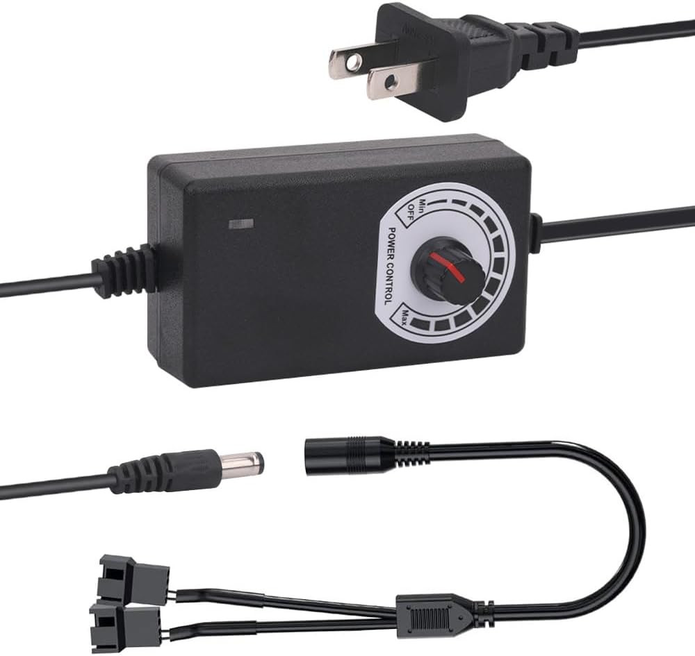 Multi-Functional 12V PC Fan Speed Controller,Fan Power Supply,100-240V AC