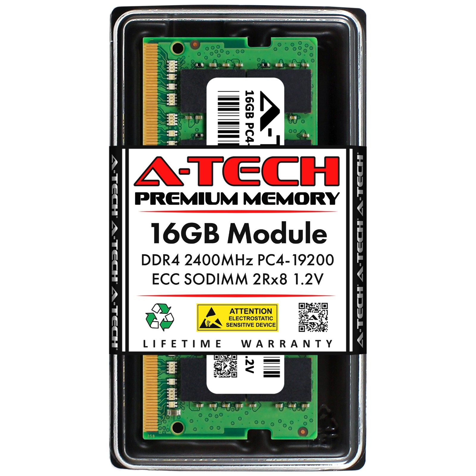 A-Tech 16GB PC4-19200 ECC SODIMM DDR4 2400 MHz ECC Unbuffered Server Memory RAM