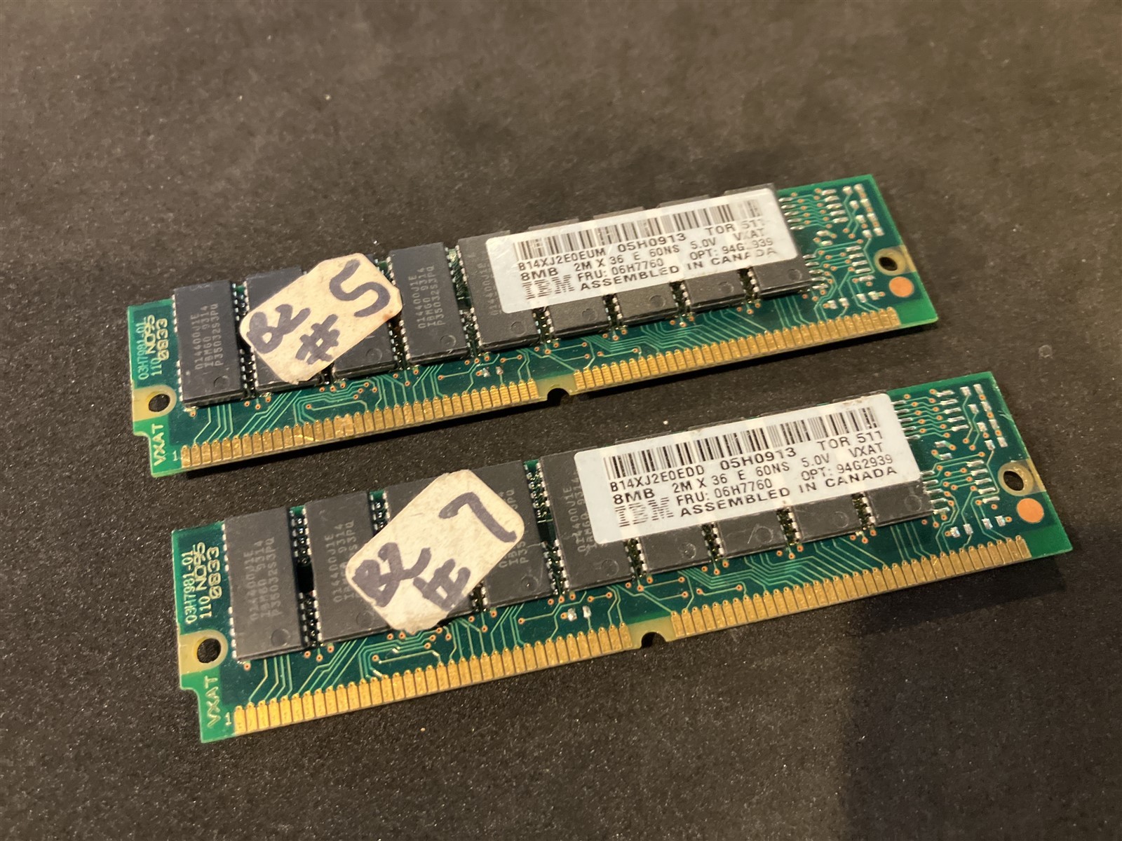 2x IBM FRU 06H7760 8MB 2Mx36 FPM ECC 60NS 72 PIN SIMM PS2 Memory PS/2 RAM Parity