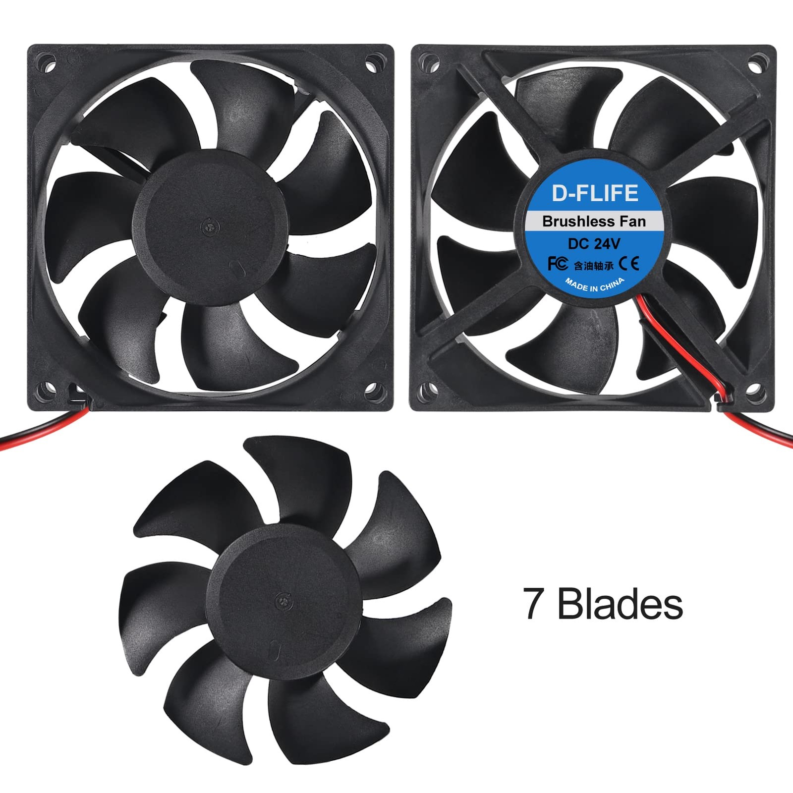 D-FLIFE 4pcs 8025 Cooling Fan 80x80x25mm DC 24V Cooler Brushless 80mm…