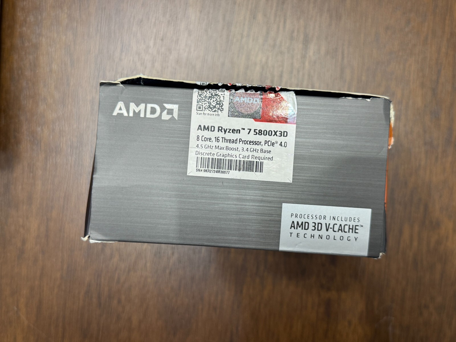 AMD Ryzen 7 5800X3D Desktop AM4 Processor (3.4GHz, 4.5GHz Max Boost)