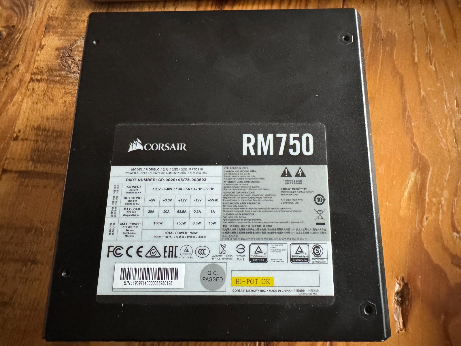Corsair CP-9020195-NA RM750 750W 80 PLUS Fully Modular Power Supply – Black