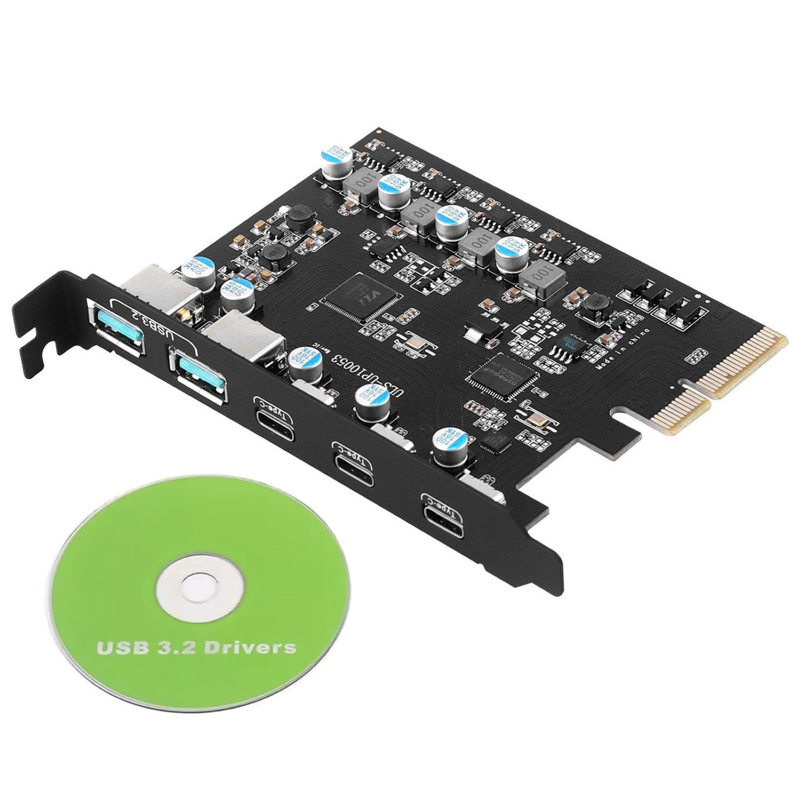 PCIe to Expansion Card 20 Gbps Bandwidth 5 Ports( 2*USB-A 3*USB-C) For Win