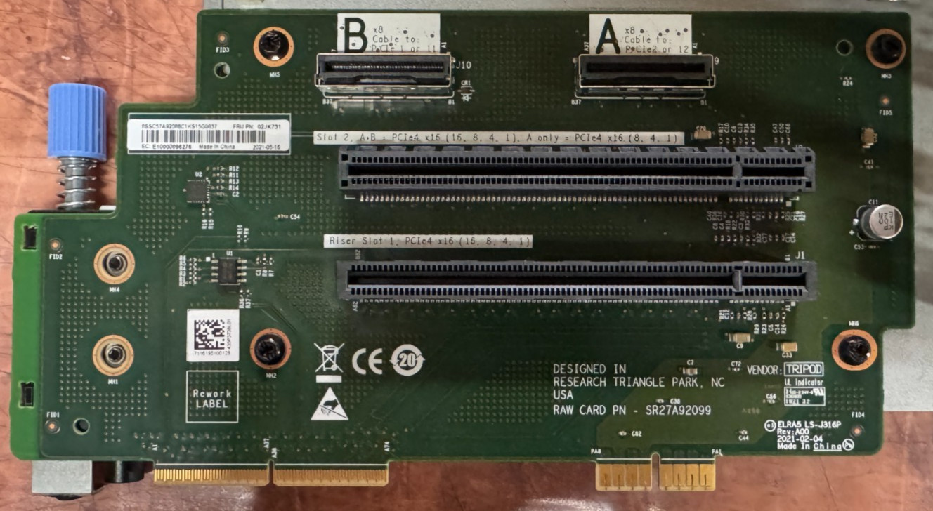 Lenovo ThinkSystem SR670 V2 Riser Card w/ Bracket 03GY015 02JK731 SR27A92099
