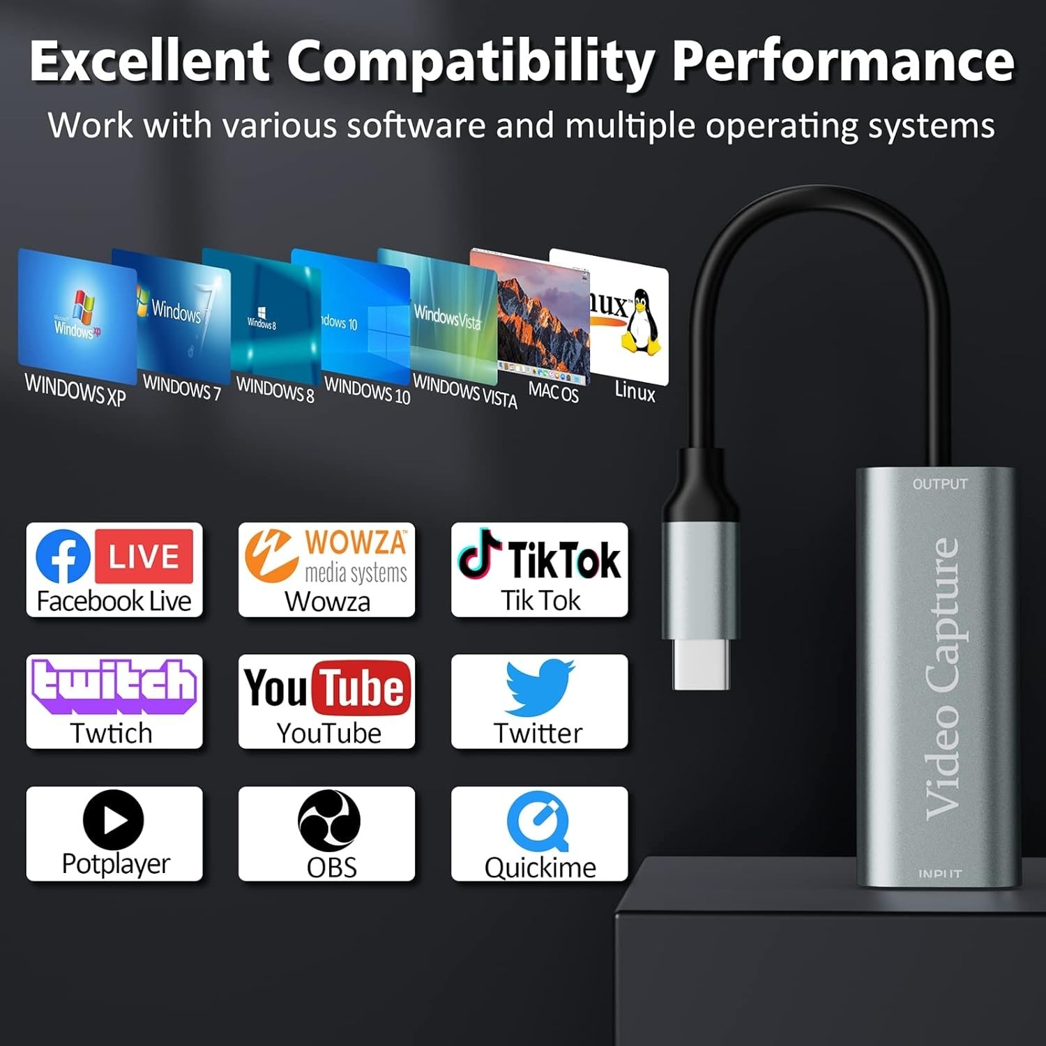 VIXLW Video Capture Card, USB3.0 HDMI to USB C Capture Card, 4K 1080P 60FPS, …