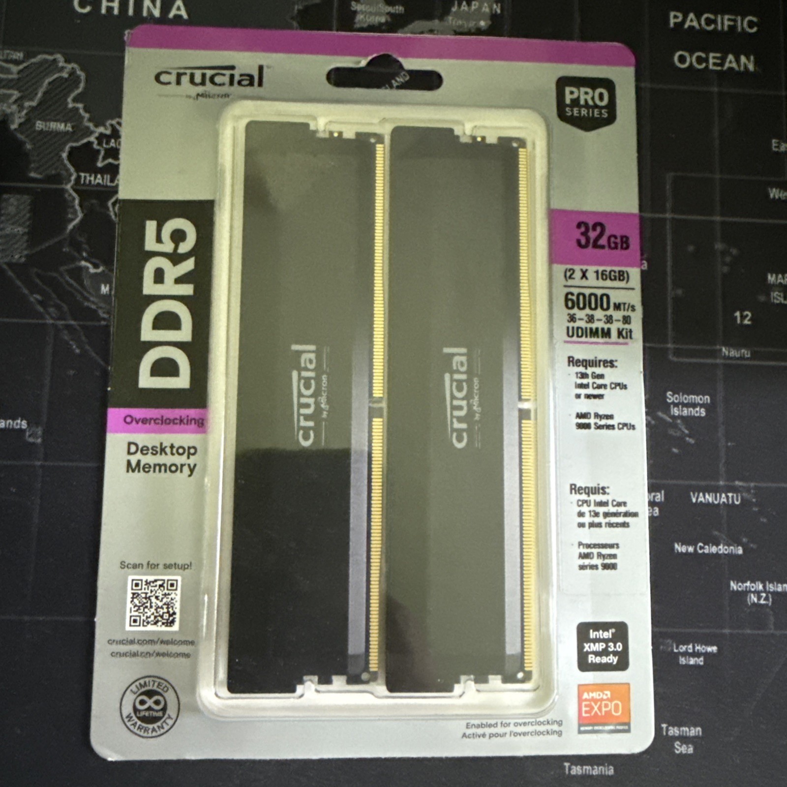 Crucial Pro Overclocking 32GB (2 x 16GB) DDR5-6000 CL36 Desktop Memory Kit Black