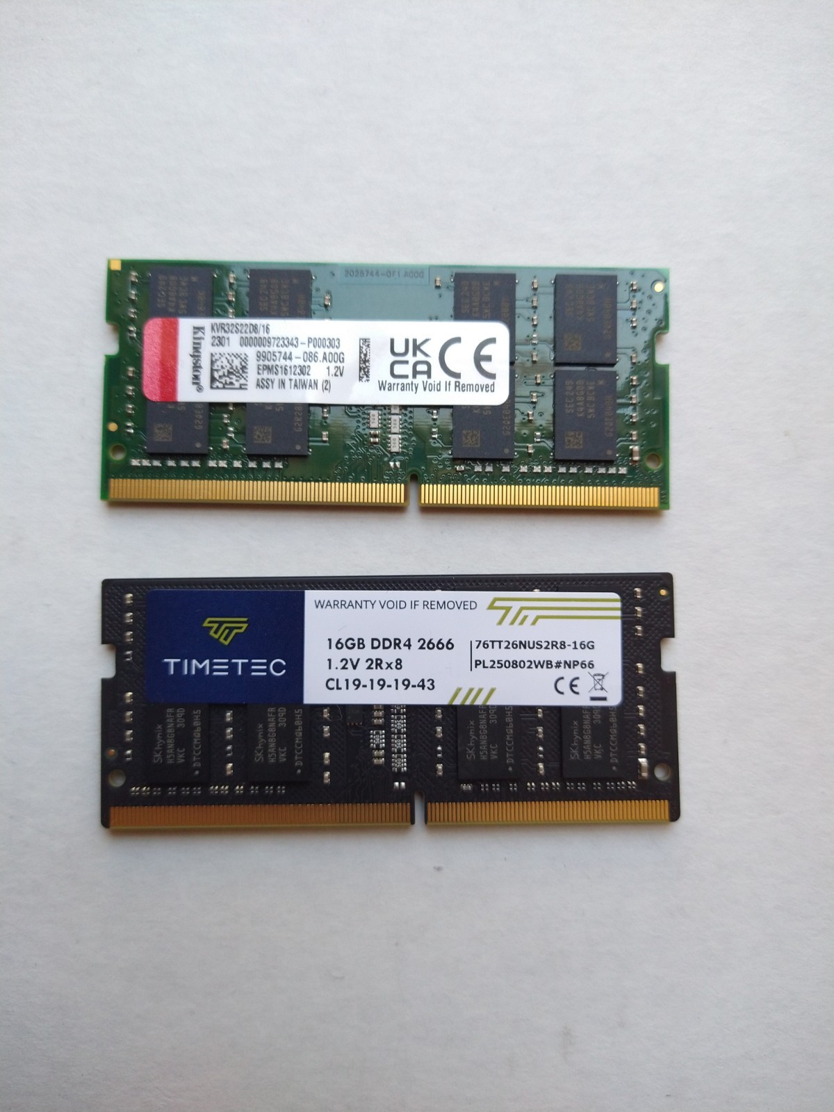 32gb (2x 16) Ddr4 Laptop Ram Kingston 3200mhz & Timetec 2666mhz