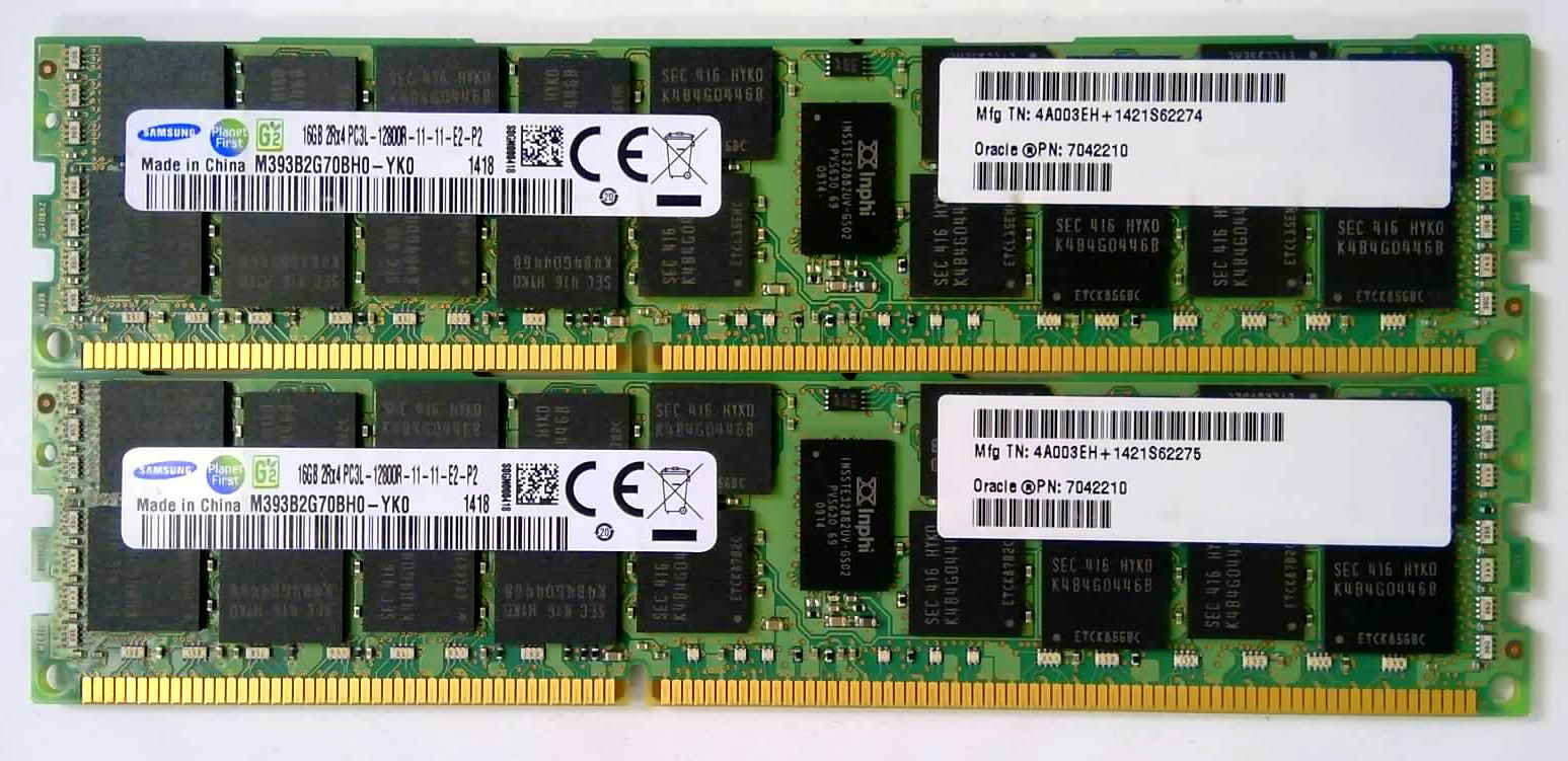 Lot of 2 Samsung 16GB DDR3L ECC Registered Server RAM PC3L-12800R