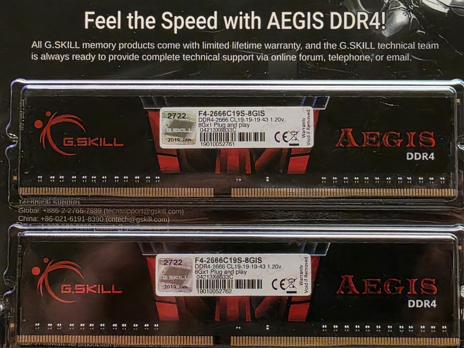 16GB(2x8GB) G.Skill Aegis F4-2666C19S-8GIS DDR4-2666 DIMM RAM