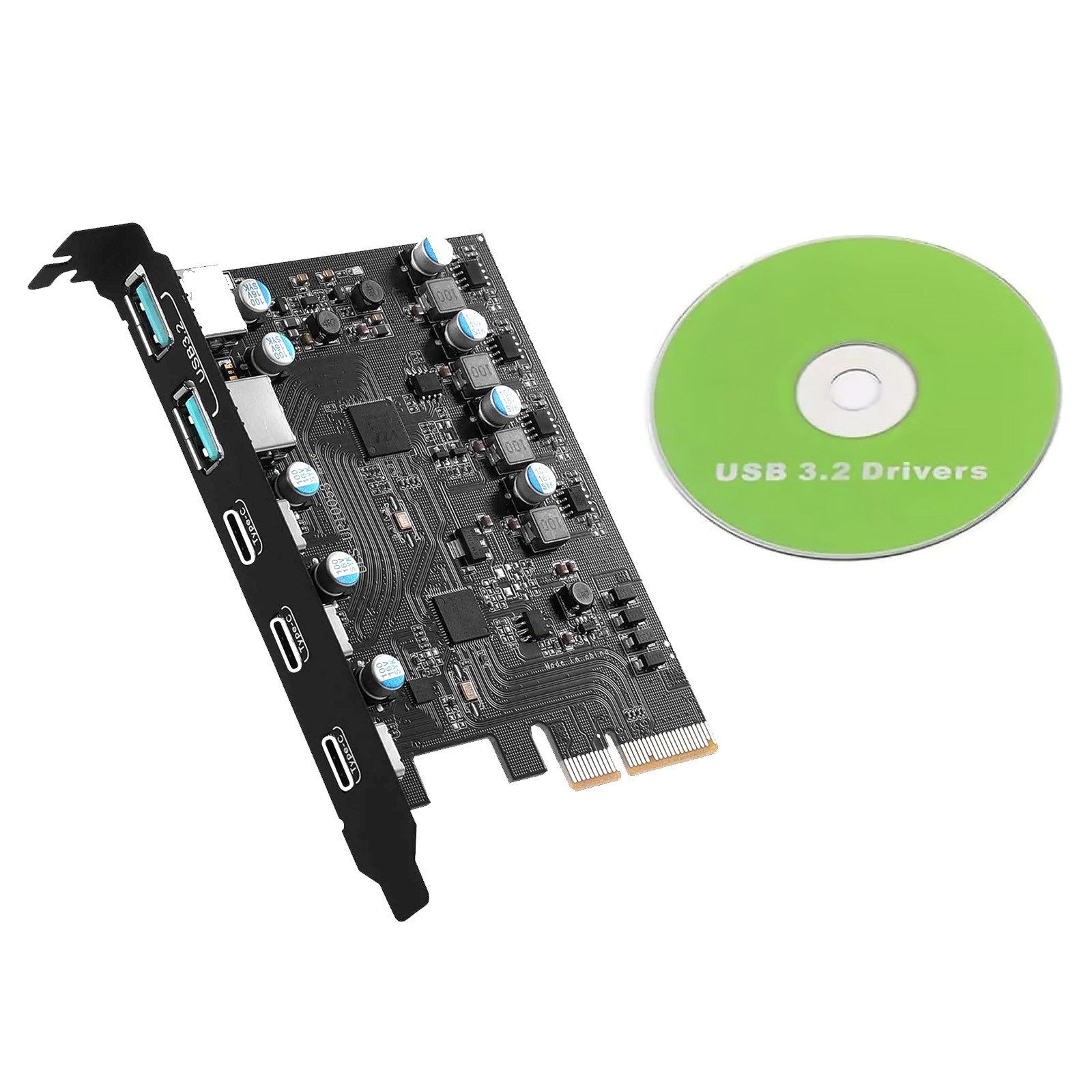 PCIe to Expansion Card 20 Gbps Bandwidth 5 Ports( 2*USB-A 3*USB-C) For Win