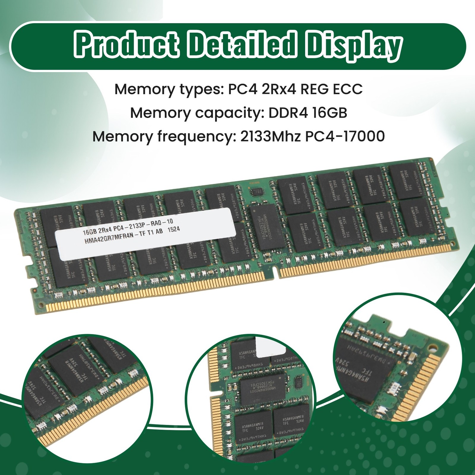 For 16GB DDR4 Server Memory 2133MHz PC4-17000 288PIN 2Rx4 RECC Memory2444