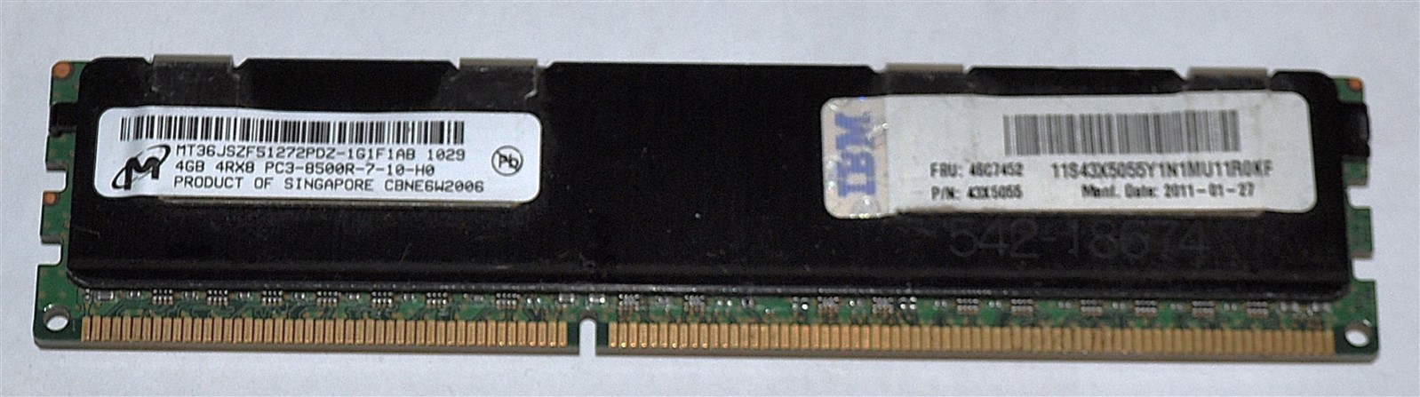 MICRON 4GB PC3 4RX8-8500R MEMORY CHIP METAL SCHOOL SURPLUS