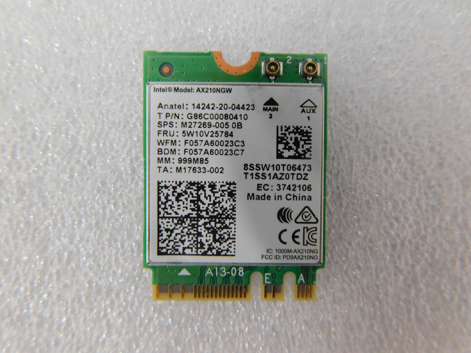 Intel AX210NGW Wi-Fi 6E M.2 NGFF 2230 Wireless Network Card (5W10V25784)