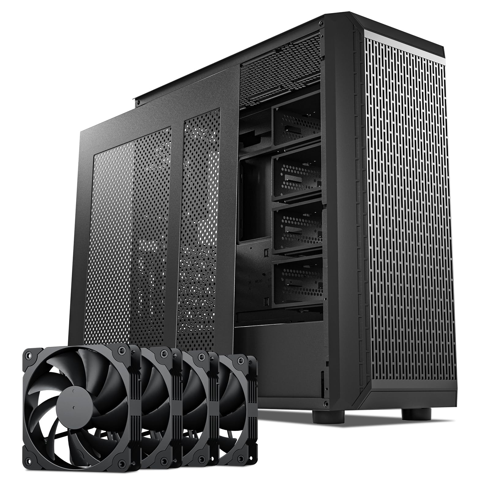 Classico Storage Master ATX NAS Computer Case Mid Tower with 4x120mm Fans, USB 3