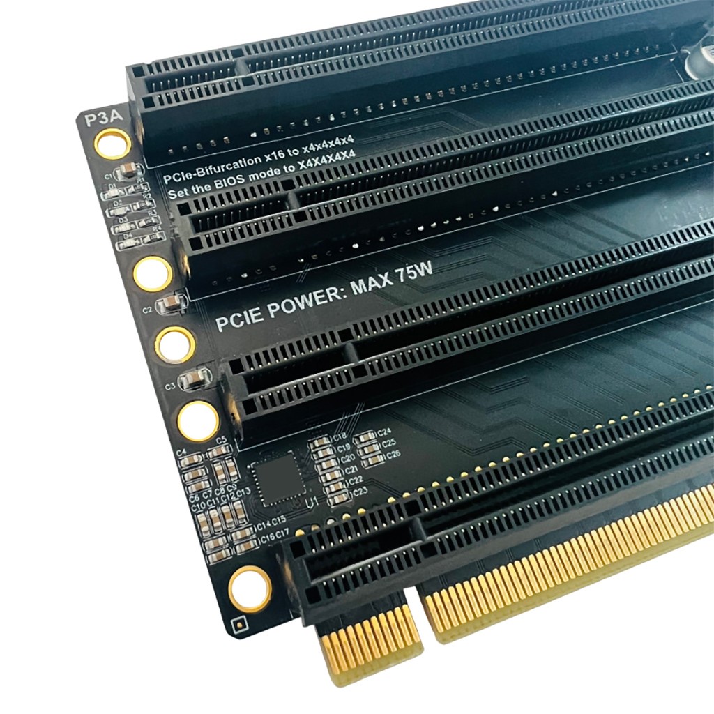 PCIe3.0x16 one to four split gen3 expansion X4X4X4X4 transfer 1 to 4 slots P3A