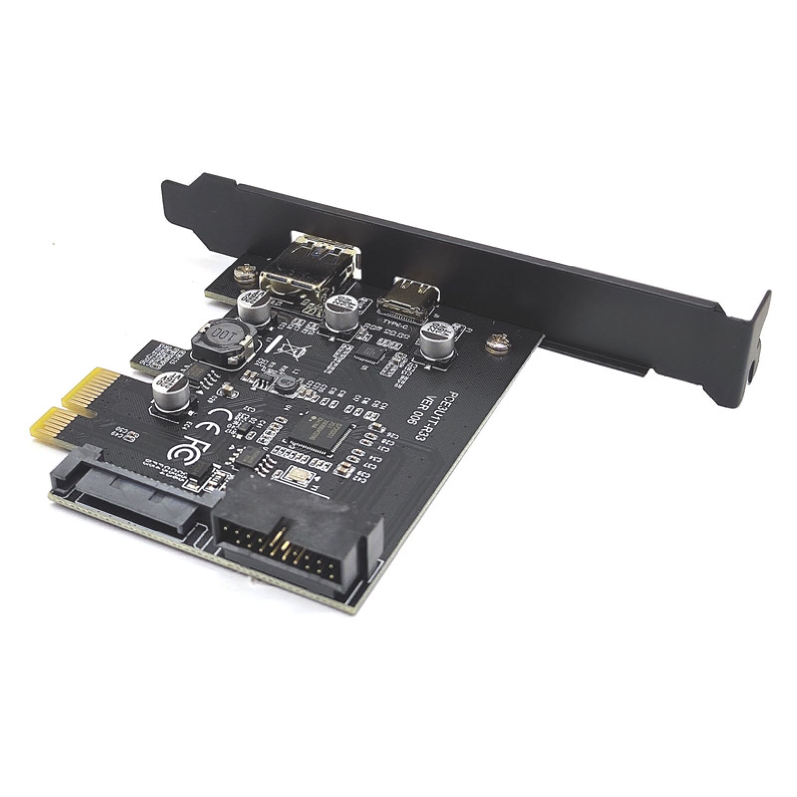PCI-E to USB 3.2 Gen1 5Gbps 19PIN Expansion Card Adapter 2 Port Type C & Type A