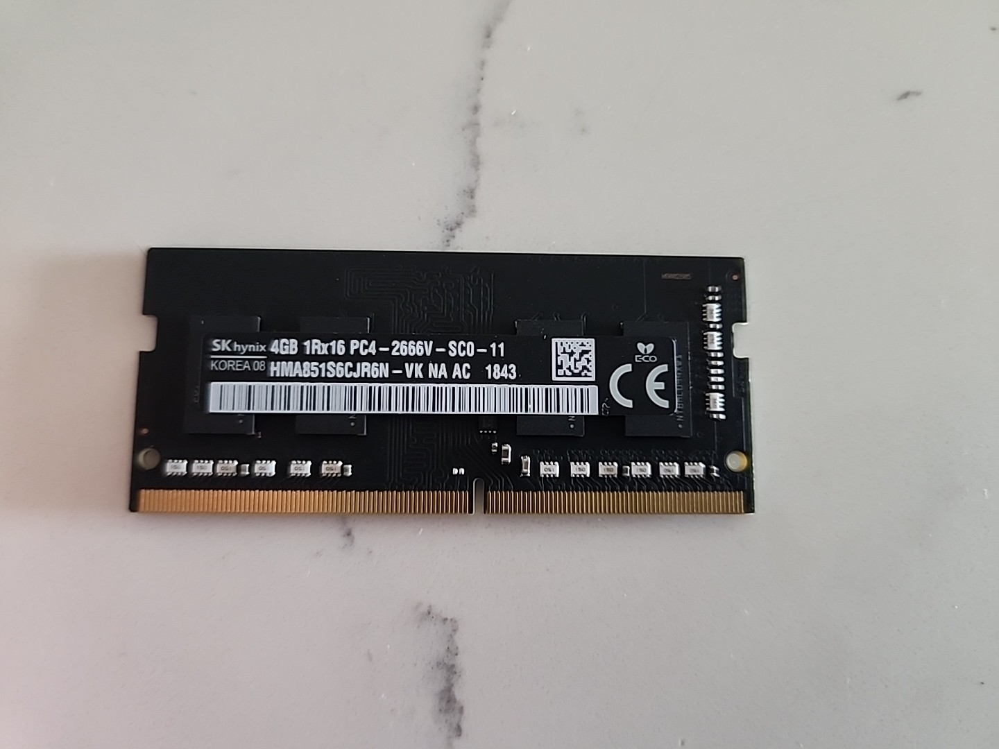 SK hynix 4GB 1Rx16 PC4-2666V-SCO-11 HMA851S6CJR6N -VK Laptop RAM Made in Korea 