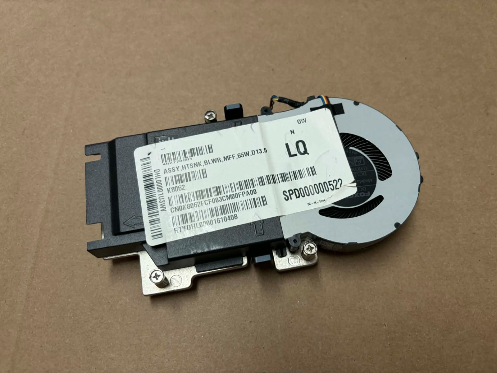 Dell OptiPlex Micro Plus 7020 65 Watts CPU Fan Heatsink DC 12 Volts 4 Pin K8062