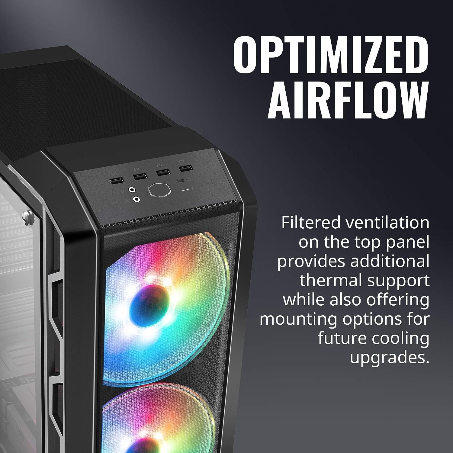 Cooler Master MasterCase H500 Mid Tower Case, 2x 210mm & 1x 120mm Fans Included