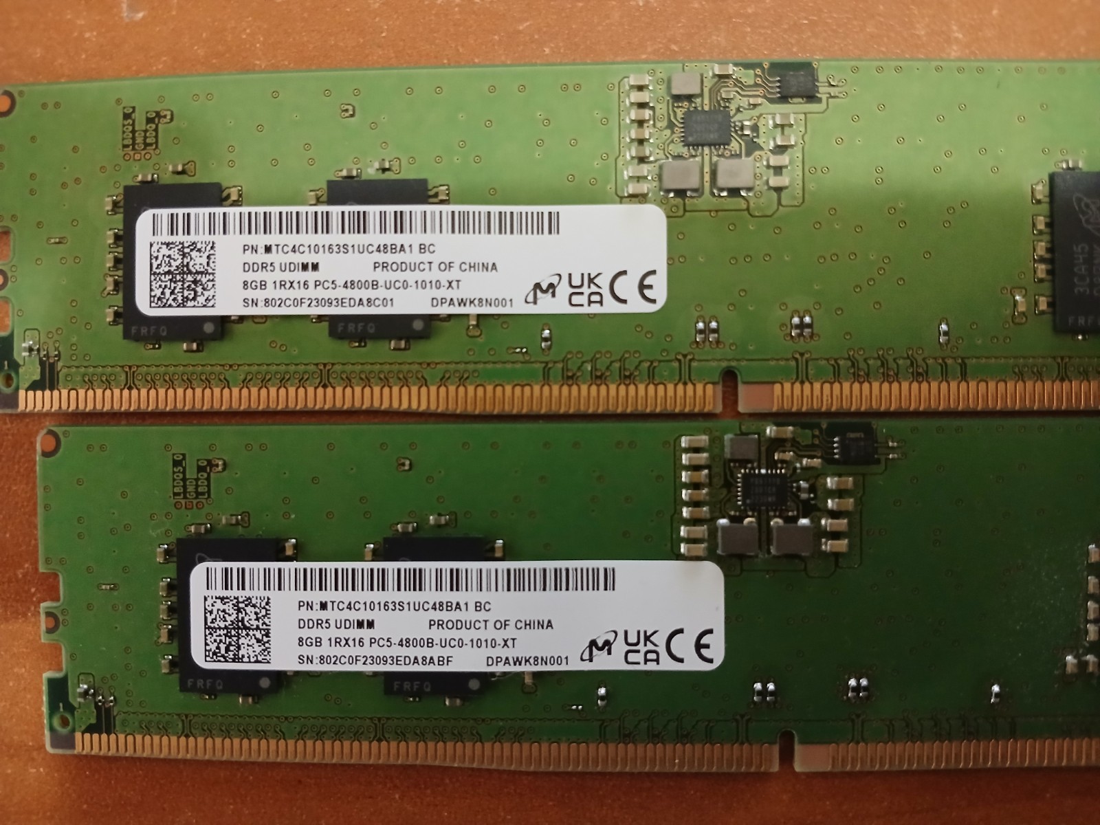 1x8GB Micron DDR5-4800 Desktop Memory RAM PC UDIMM (MTC4C10163S1UC48BA1)