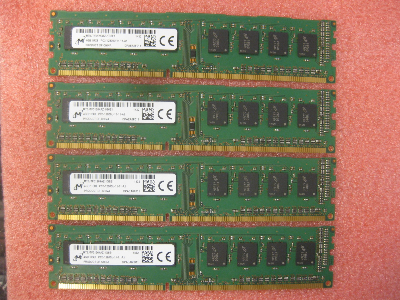16GB (4GBx4) Micron MT8JTF51264AZ-1G6E1 PC3-12800U DDR3 1600MHz Desktop Memory