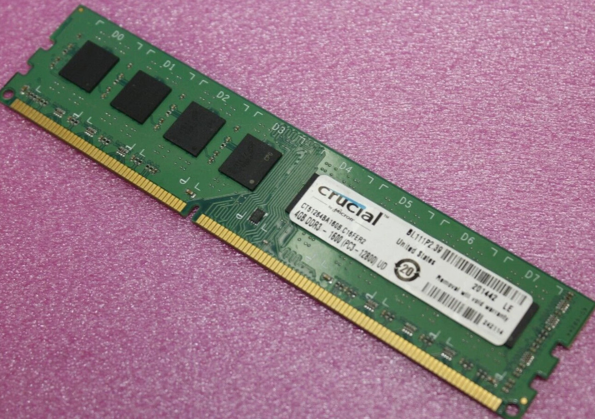 Crucial 4GB DDR3 PC3L-12800 1600mhz Desktop Memory Ram CT51264BA160B.C16FER2