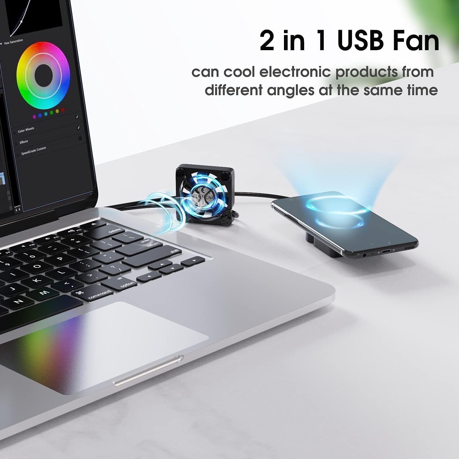 Dual 40mm USB Fan with 3 Speeds Adjustable 5V PC Fan Max 5500RPM 40mm* 40mm*25mm