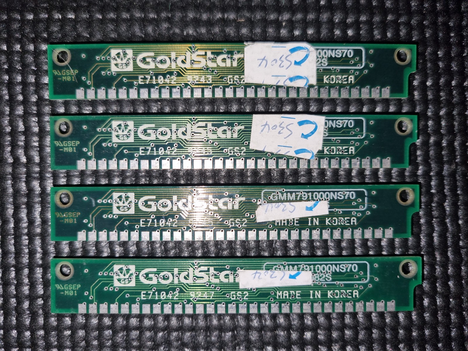 4 × GoldStar 1MB FPM parity DRAM (70ns) 30-pin SIMM RAM – Vintage PC Hardware