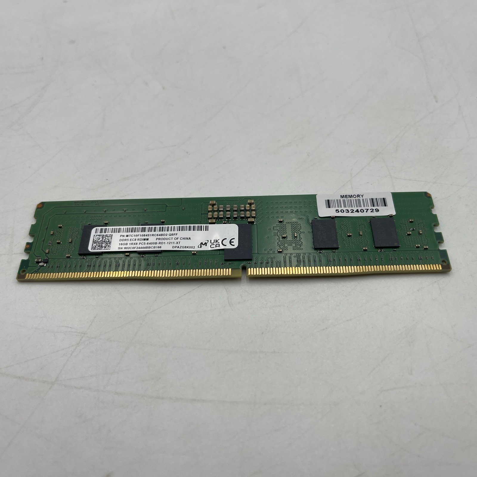 Micron 16GB DDR5-6400 PC5-51200 EC8 RDIMM Server Memory RAM MTC10F1084S1RC64BD2