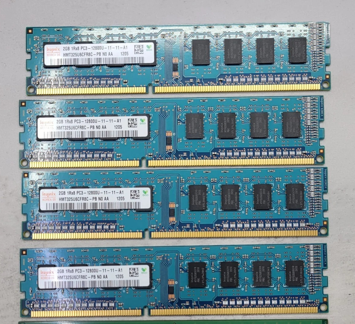 Hynix 8GB (4x2GB) 1Rx8 PC3-12800U DDR3 Memory HMT325U6CFR8C-PB (Lot ofx4)