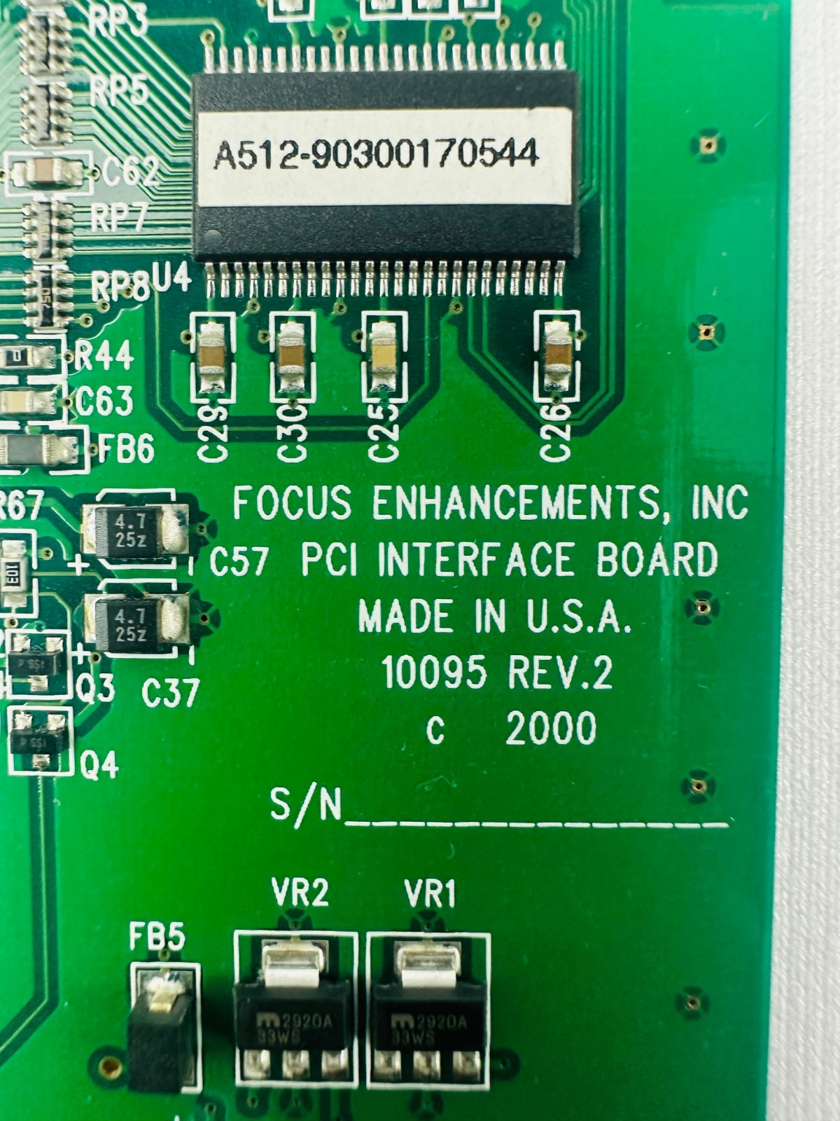 Focus Enhancement Inc 10095 Rev 2 5025473 PCI Interface Board