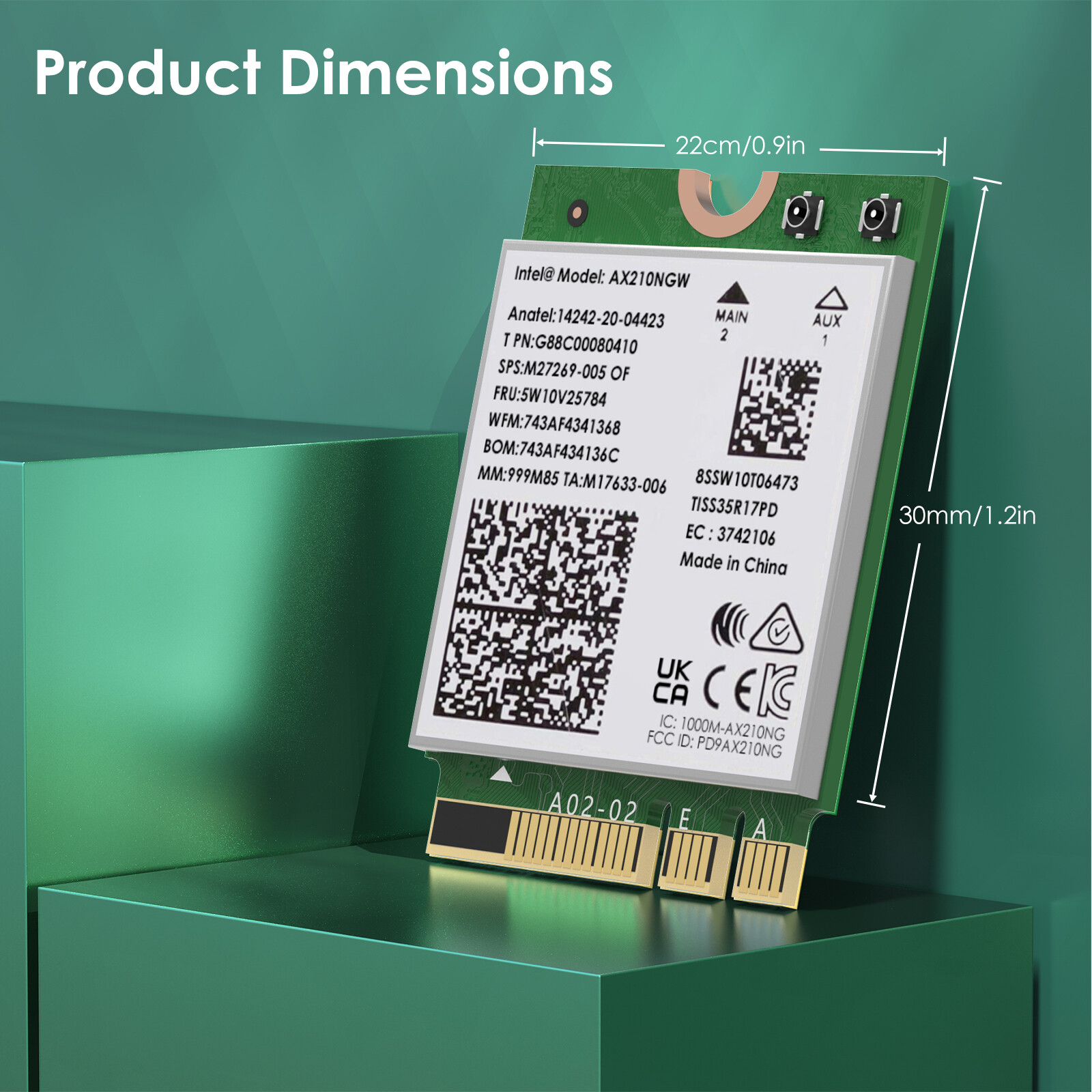 WiFi 6E Card Intel AX210NGW 5400Mbps Tri-Band Network Adapter Bluetooth 5.3