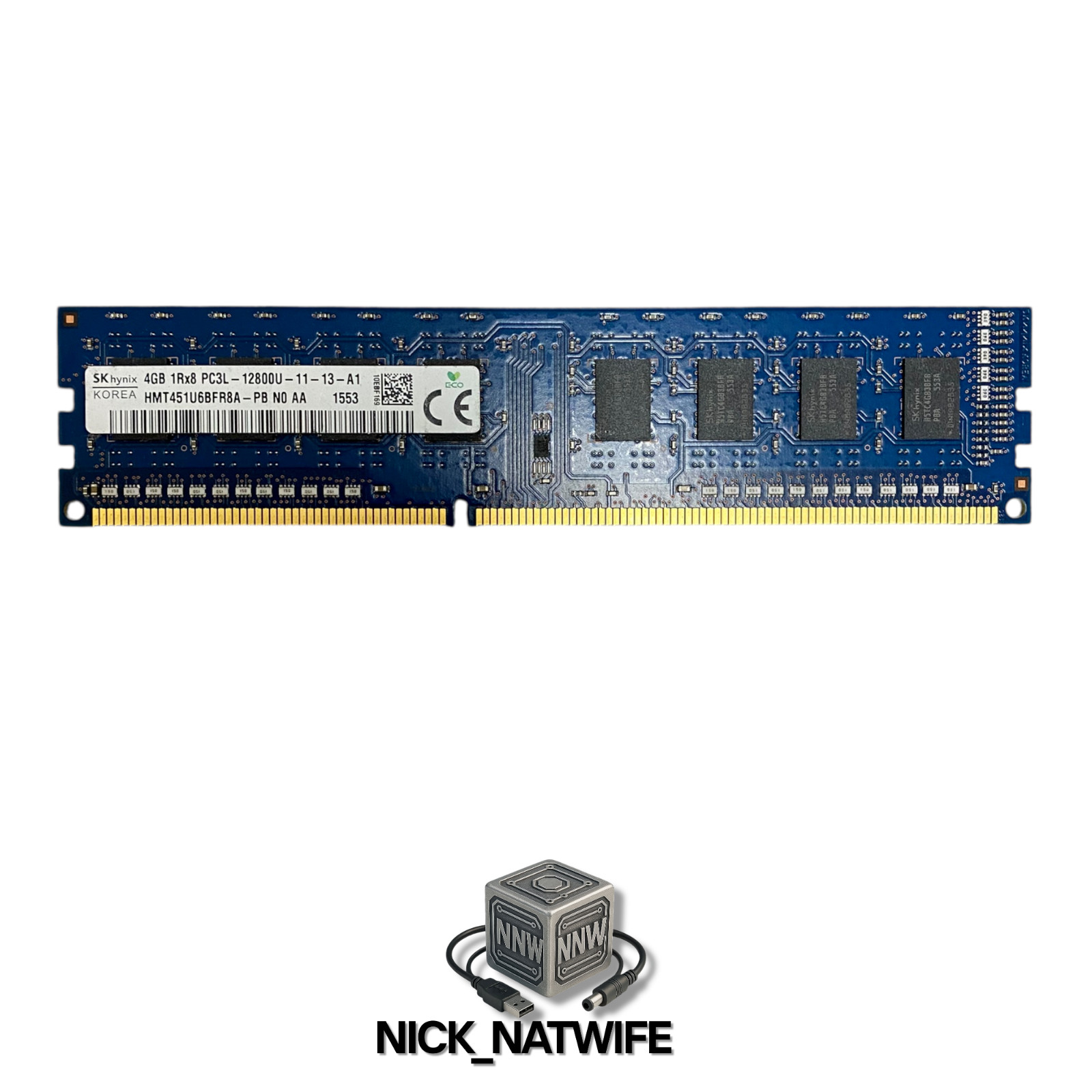 💻 SK hynix 4GB DDR3-1600 Desktop RAM PC3L-12800U 1Rx8 DIMM HMT451U6BFR8A-PB ⚙️