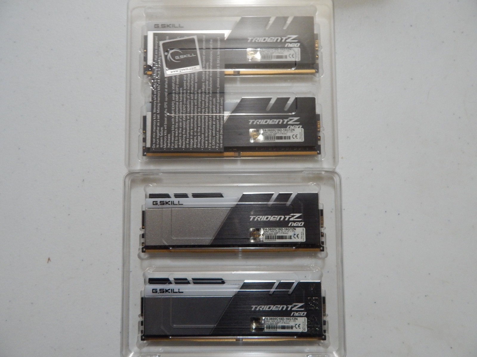 G. SKILL Trident Z Neo F4-3600C18D-16GTZN 4 sticks of RAM = 32GB