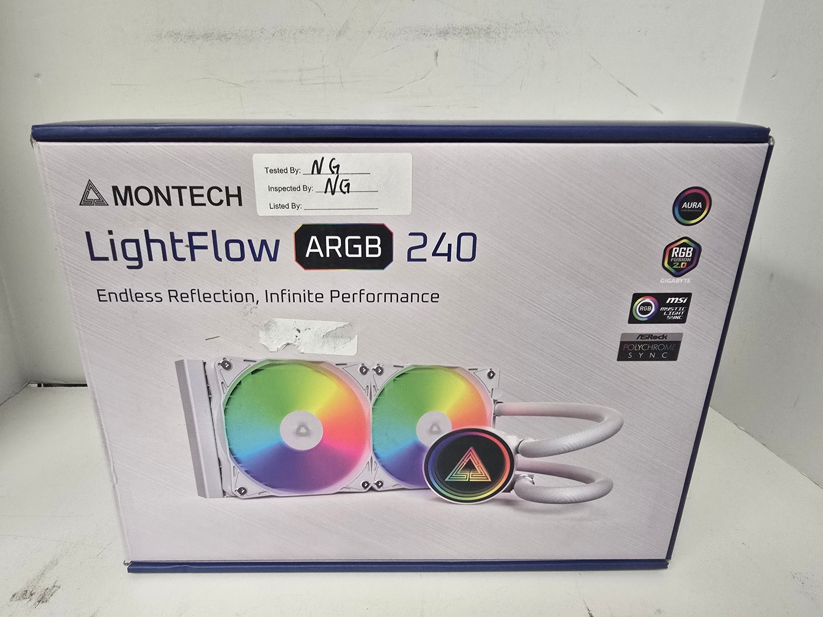 MONTECH LightFlow ARGB 240 CPU Liquid Cooler, 240mm AIO with 3100RPM Pump, 2×120