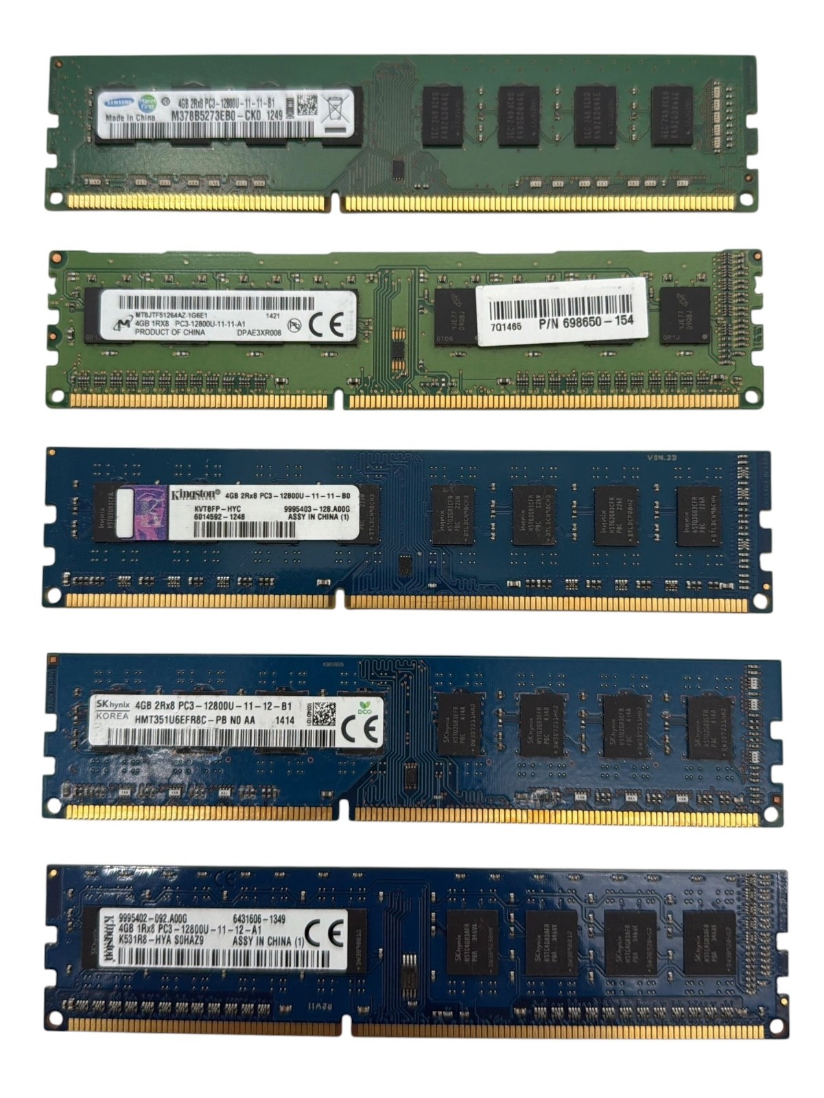Lot of 50 Major Brand 200GB 50x4GB PC3-12800 DDR3-1600 DIMM Desktop Memory RAM