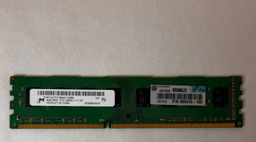 Micron 4GB RAM – 2RX8 PC3-12800U-11-11-B1 MT16JTF51264AZ-1G6M1