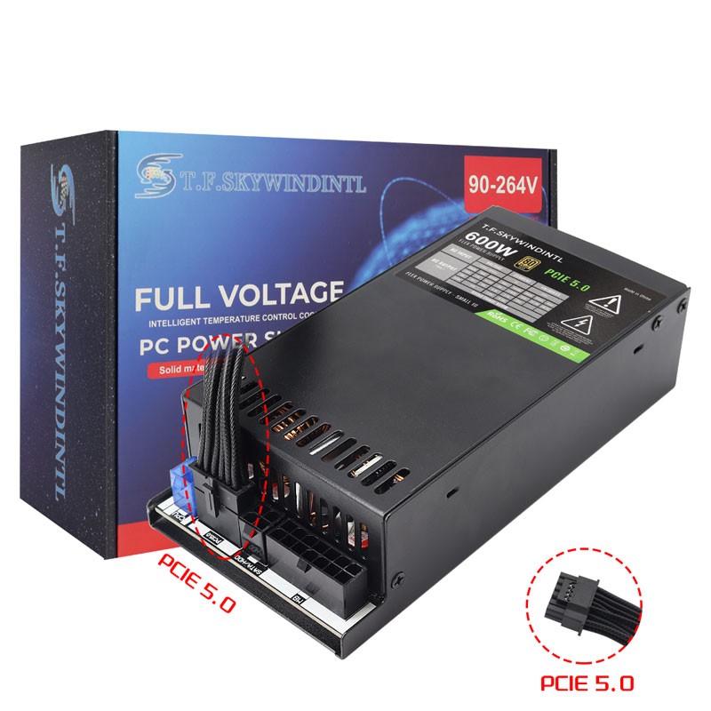 600W FLEX ATX Power Supply Modular, 80+ Gold, PCIe 5.0 GPUs 6+2 pin Connectors