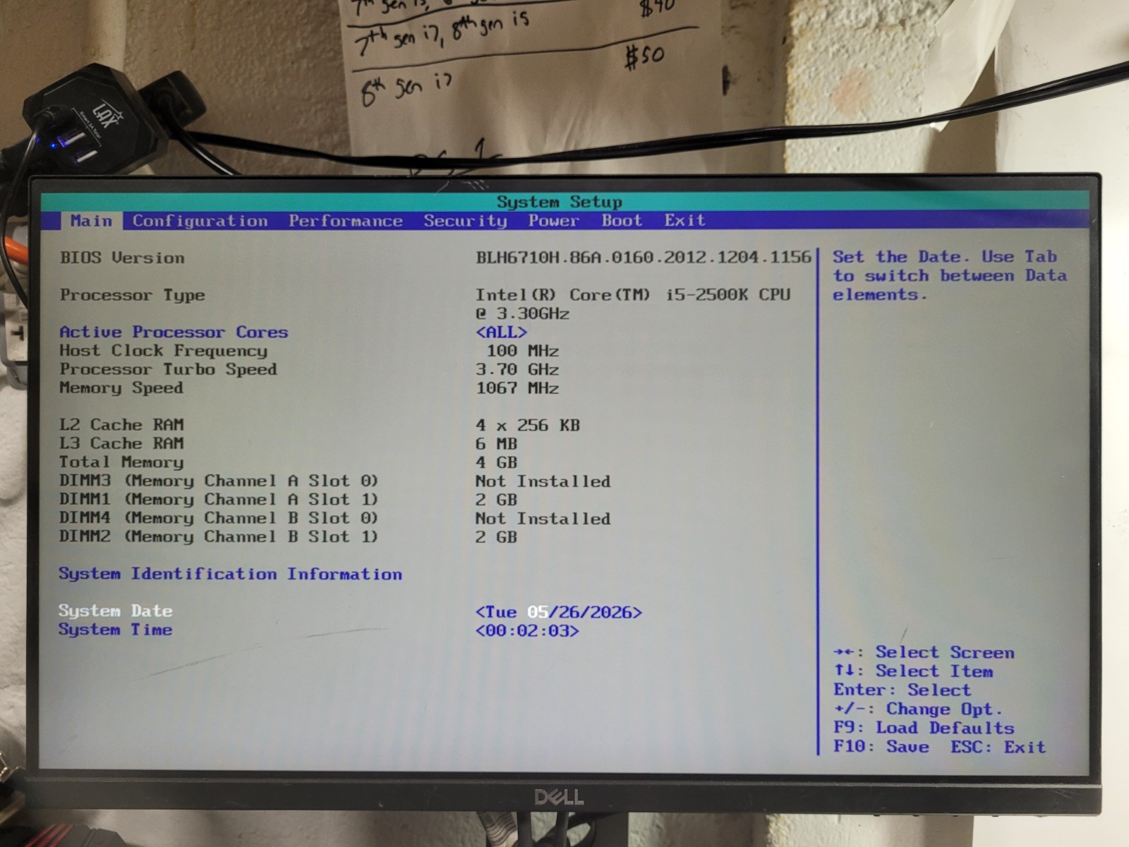 Intel Desktop Board DH67CL Core i5-2500K, 4GB RAM, IO Shield #1415